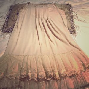 Spaghetti strap cream/taupe dress